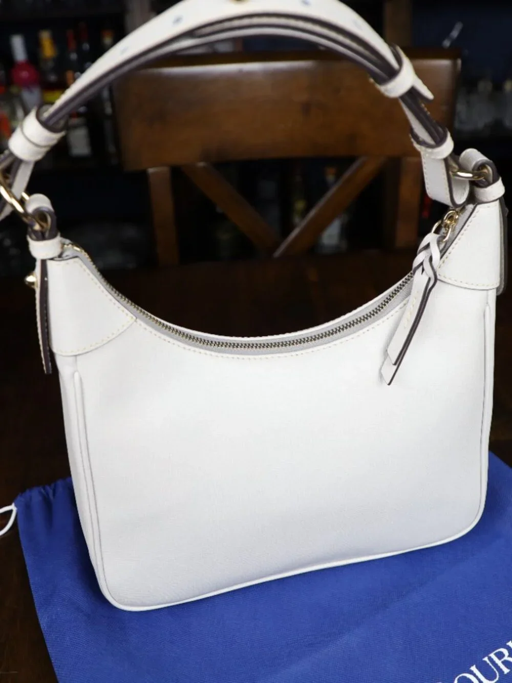 New/No Tags Dooney & Bourke Ecru Saffiano Rebecca Hobo